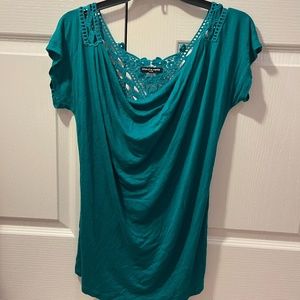Cha Cha Vente Turquoise Top with Crochet Back